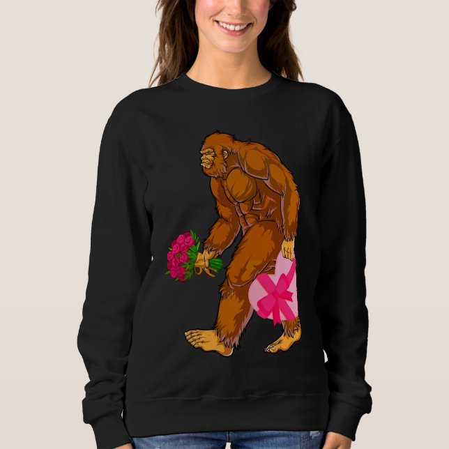 Bigfoot Sasquatch Funny Valentines Day Love  Sweatshirt (Front)