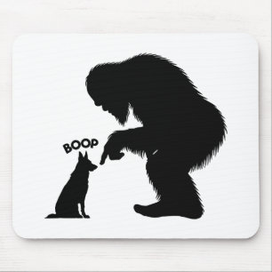 Bigfoot Sasquatch German Shepherd Nose Boop Mouse Pad