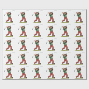 Bigfoot Sasquatch Golf Christmas 2026 Holiday Wrapping Paper
