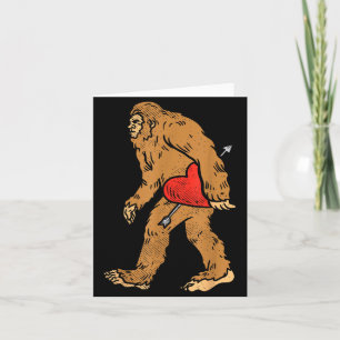 Bigfoot Sasquatch Heart With Arrow Funny Valentine Card