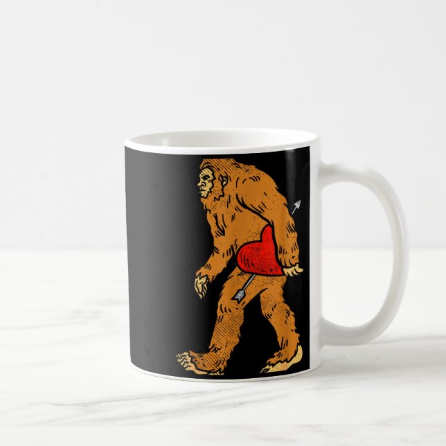 Bigfoot Sasquatch Heart With Arrow Funny Valentine Coffee Mug (Right)