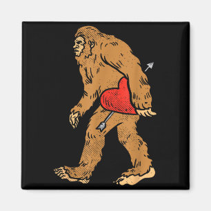 Bigfoot Sasquatch Heart With Arrow Funny Valentine Magnet