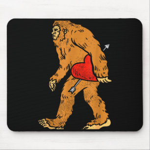 Bigfoot Sasquatch Heart With Arrow Funny Valentine Mouse Pad