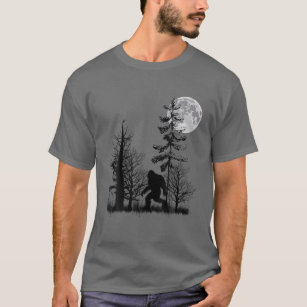 Bigfoot Sasquatch Hiding In Forest With Moon T-Shirt