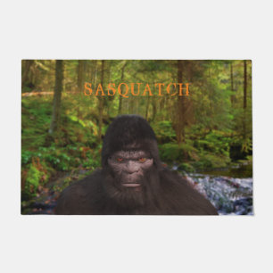 BIGFOOT SASQUATCH IN THE WOODS DOORMAT