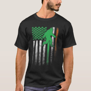 Bigfoot Sasquatch Irish American Flag St. Patrick' T-Shirt