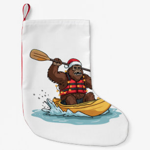 Bigfoot Sasquatch Kayaking Christmas Water Sport Small Christmas Stocking