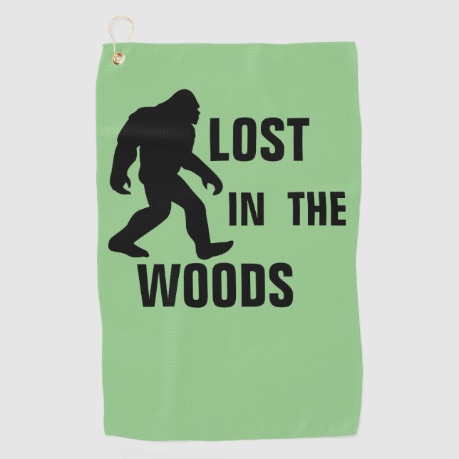 BIGFOOT / Sasquatch : LOST IN THE WOODS Golf Towel (Front)