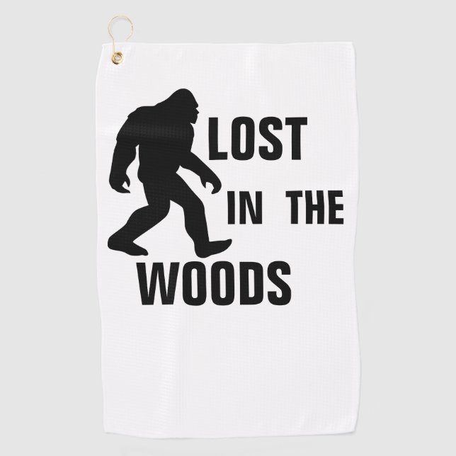 BIGFOOT / Sasquatch : LOST IN THE WOODS Golf Towel (Front)