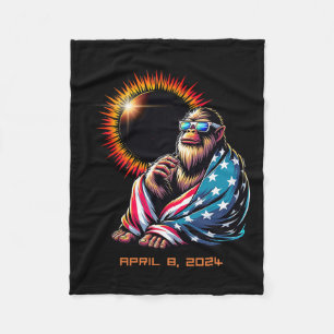 Bigfoot Sasquatch Lovers Total Solar Eclipse 2024  Fleece Blanket
