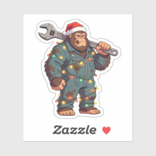 Bigfoot Sasquatch Mechanic Christmas Blue Collar