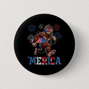 Bigfoot Sasquatch Merica Fireworks 4th Of July Pat 6 Cm Round Badge