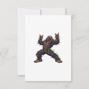 Bigfoot Sasquatch Merry Metal Christmas Rock  Thank You Card