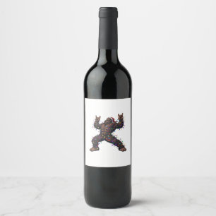 Bigfoot Sasquatch Merry Metal Christmas Rock  Wine Label