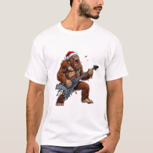 Bigfoot Sasquatch Merry Metal Rock Funny Holiday T-Shirt