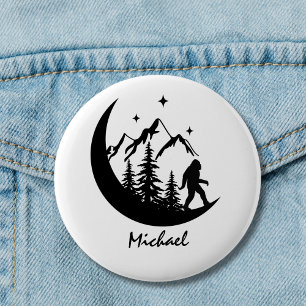 BigFoot Sasquatch Moon Forest Mountains Custom 6 Cm Round Badge