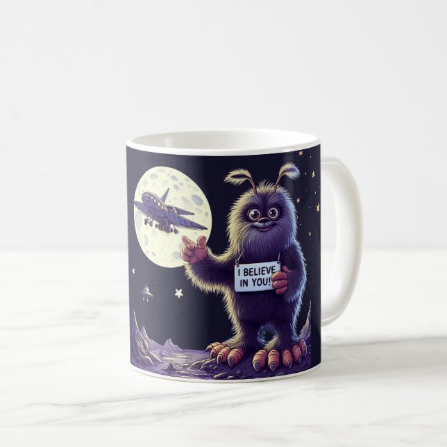Bigfoot Sasquatch Moon Yeti Believe  Coffee Mug (Front Right)
