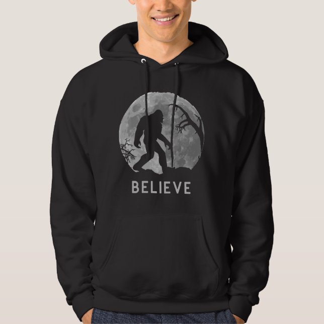 Bigfoot Sasquatch Moon Yeti Believe Hoodie (Front)