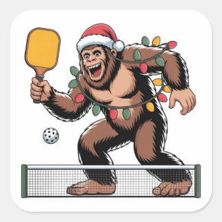 Bigfoot Sasquatch Pickleball Christmas 2026 Square Sticker