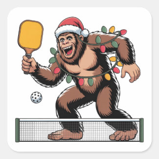 Bigfoot Sasquatch Pickleball Christmas 2026 Square Sticker