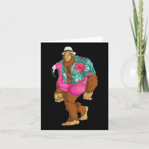 Bigfoot Sasquatch Pink Flamingo Aloha Beach Hawaii Card