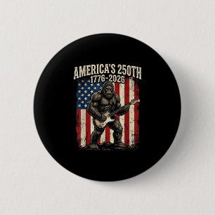 Bigfoot sasquatch playing guitar 250 years flag 6 cm round badge