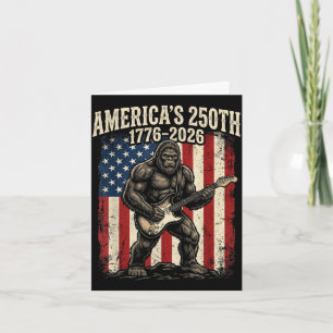 Bigfoot sasquatch playing guitar 250 years flag card