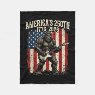 Bigfoot sasquatch playing guitar 250 years flag fleece blanket