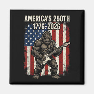 Bigfoot sasquatch playing guitar 250 years flag magnet