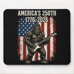Bigfoot sasquatch playing guitar 250 years flag mouse pad