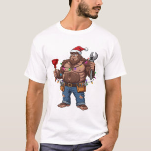 Bigfoot Sasquatch Plumber Christmas 2026 Holiday T-Shirt