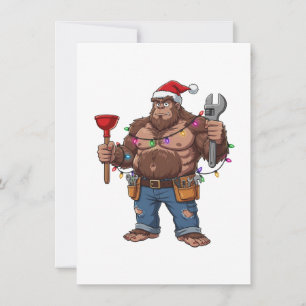 Bigfoot Sasquatch Plumber Christmas 2026 Holiday Thank You Card