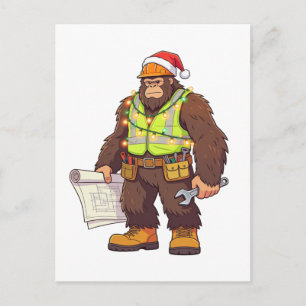Bigfoot Sasquatch Plumber Funny Blue collar Holiday Postcard