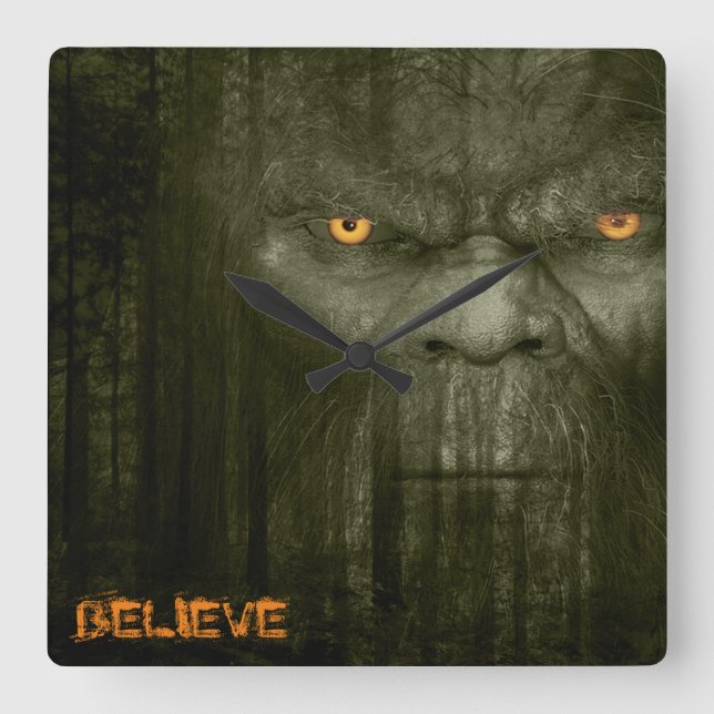 BIGFOOT SASQUATCH PORTRAIT SQUARE WALL CLOCK (Front)