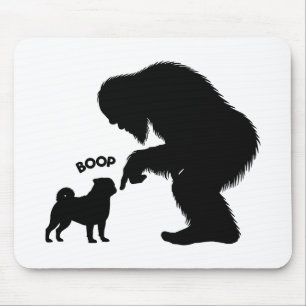Bigfoot Sasquatch Pug Nose Boop Mouse Pad