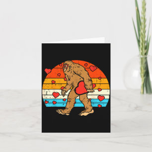 Bigfoot Sasquatch Retro Heart Funny Valentines Day Card
