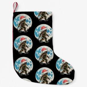 Bigfoot Sasquatch Santa Moon Christmas Lights Xmas Small Christmas Stocking