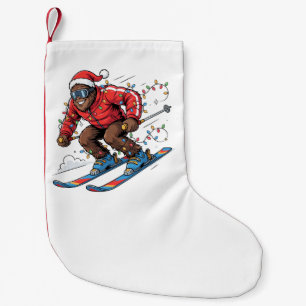 Bigfoot Sasquatch Skiing Christmas 2026 Holiday Small Christmas Stocking