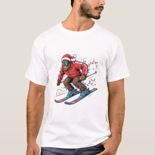 Bigfoot Sasquatch Skiing Christmas 2026 Holiday T-Shirt