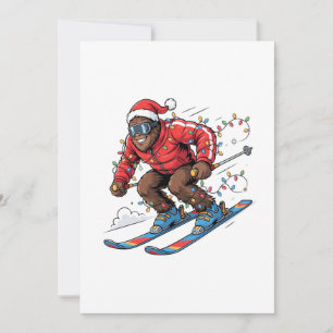 Bigfoot Sasquatch Skiing Christmas 2026 Holiday Thank You Card