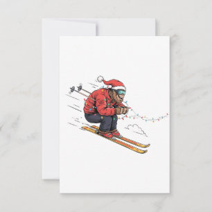 Bigfoot Sasquatch Skiing Christmas Ice Skiing Thank You Card