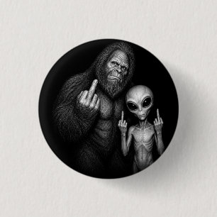 Bigfoot Sasquatch Space Alien Middle Finger 3 Cm Round Badge