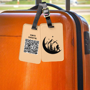 BigFoot Sasquatch Squatchy Forest Mountain QR Code Luggage Tag