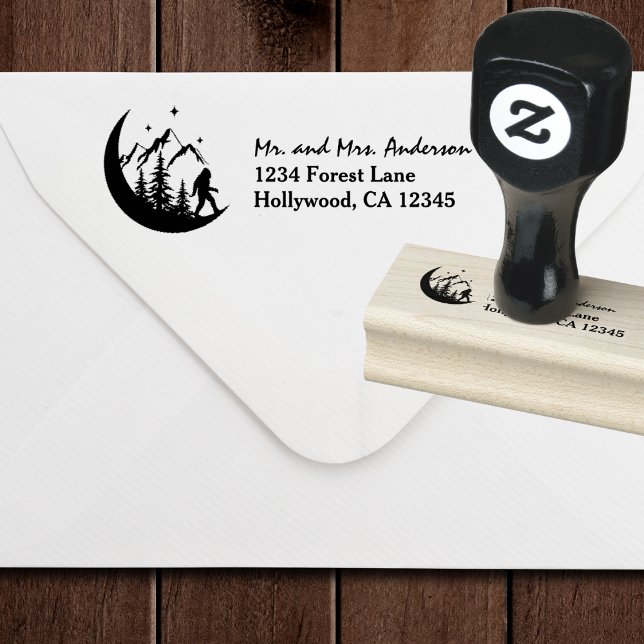 BigFoot Sasquatch Squatchy Forest Mountains Moon Rubber Stamp (Creator Uploaded)