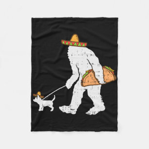 Bigfoot Sasquatch Taco Chihuahua Funny Cinco De Ma Fleece Blanket
