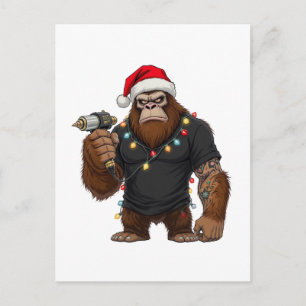 Bigfoot Sasquatch Tattoo Artist Christmas Holiday Postcard