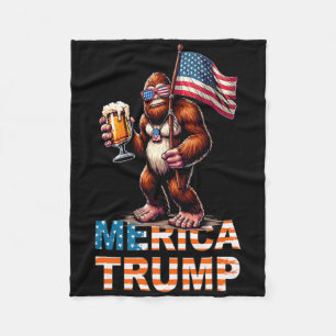 Bigfoot Sasquatch Trump Biden 2024 Pre Election 4t Fleece Blanket
