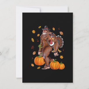 Bigfoot Sasquatch Turkey Pumpkin Happy Thanksgivin Invitation