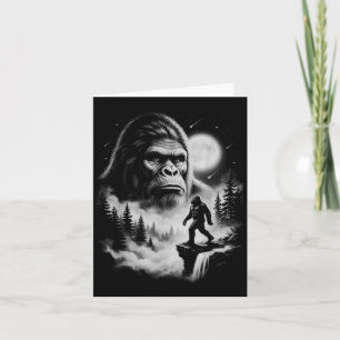 Bigfoot Sasquatch Vintage Howling at Moon Forest Card