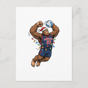 Bigfoot Sasquatch Volleyball Christmas Sport Postcard